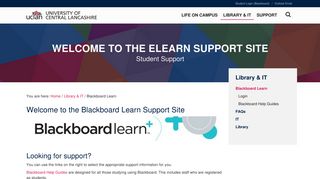 
                            3. Welcome to the elearn support site | Student Support ... - UCLan - Uclan Blackboard Student Portal