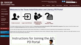 
Welcome to the Texas Adult Education and Literacy PD Portal! - TCALL
