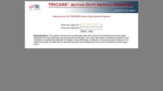Welcome to the TRICARE Active Duty Dental Program - Addp Login