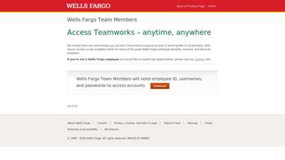 Wells Fargo Team Members Access Teamworks - anytime, anywhere