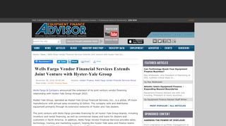 
                            8. Wells Fargo Vendor Financial Services Extends Joint Venture ... - Hyg Financial Services Inc Login