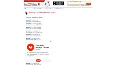 Wendy's - Free WiFi hotspots wi-fi cafes coffee shops ...