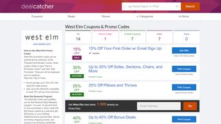 
                            5. West Elm Coupons: 20% Off 2020 Promo Codes - DealCatcher - West Elm Sign Up
