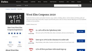 
                            8. West Elm Coupons | 20% Off In January 2020 | Forbes - West Elm Sign Up