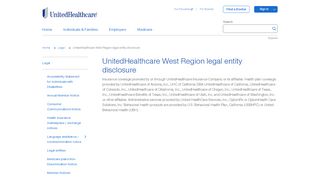 
                            6. West Region Legal Entitiy Disclosure | UnitedHealthcare - United Healthcare West Portal