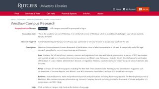 
                            8. Westlaw Campus Research | Rutgers University Libraries - Westlaw Law School Portal