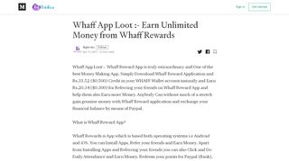 
Whaff App Loot :- Earn Unlimited Money from Whaff Rewards  
