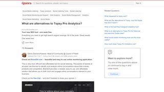 
                            6. What are alternatives to Topsy Pro Analytics? - Quora - Topsy Pro Portal
