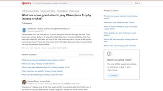 
                            3. What are some good sites to play Champions Trophy fantasy cricket ... - Icc Champions Trophy Fantasy League Portal