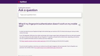 
                            3. What if my fingerprint authentication doesn't work on ... - Natwest - Natwest Fingerprint Portal Not Available