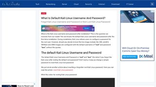 
                            5. What is Default Kali Linux Username and Password? - Teching