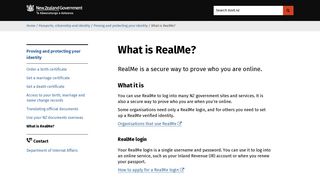 
What is RealMe? - NZ Government - Govt.nz  
