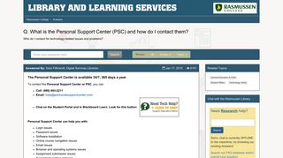 
                            5. What is the Personal Support Center (PSC) and how do I contact them ... - Rasmussen Student Portal Blackboard