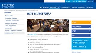 
What is the Student Portal? - Creighton Admissions  
