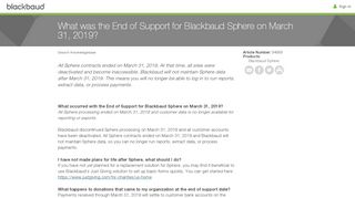 
                            5. What was the End of Support for Blackbaud Sphere on March ... - Kintera Sphere Portal