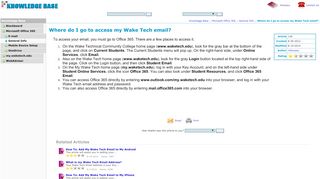 
Where do I go to access my Wake Tech email? .: Knowledge ...  
