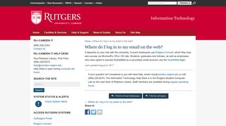 
                            7. Where do I log in to my email on the web? – Information ... - Rutgers Connect Email Portal