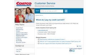 
                            6. Where do I pay my credit card bill? - Costco Customer Service - Citi Costco Anywhere Visa Portal