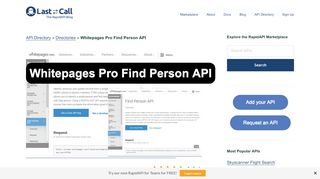 Whitepages Pro Find Person API (Overview, Documentation ... - Whitepages Pro Sign In