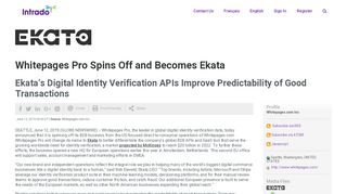 Whitepages Pro Spins Off and Becomes Ekata - Whitepages Pro Sign In