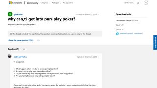 
                            7. why can,t i get into pure play poker? - Microsoft Community - Pure Play Portal Problems