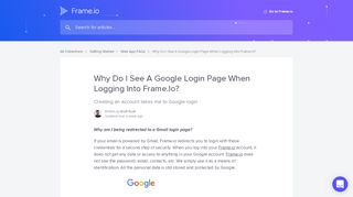 
                            4. Why Do I See A Google Login Page When Logging Into Frame ... - Frame Io Sign In