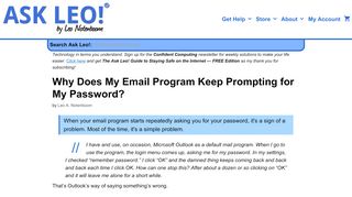 
Why Does My Email Program Keep Prompting for My Password?  

