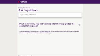 
                            1. Why has Touch ID stopped working after I have ... - Natwest - Natwest Fingerprint Portal Not Available