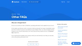 
                            5. Why is there a charge on my account? – SeatGeek - Uberseat Portal