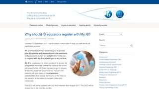 
                            5. Why should IB educators register with My IB? | IB Community ... - Ib Occ Portal