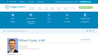 
                            9. William F Foody, Jr MD | Flagler Hospital in St. Augustine - Borland Groover Patient Portal Portal