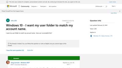 Windows 10 - I want my user folder to match my account name.