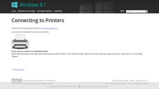 
                            7. Windows 8.1 » Connecting to Printers main menu - Mesa Public Schools - Mps Printer Portal