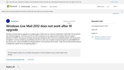 Windows Live Mail 2012 does not work after 10 upgrade ...
