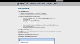 
                            8. Windows Mail | Welcome to CimTel! Providers of Internet ... - Cimtel Net Email Portal