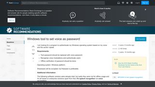 
Windows tool to set voice as password - Software Recommendations ...  
