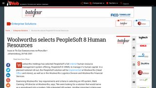 Woolworths selects PeopleSoft 8 Human Resources | ITWeb - Woolworths Peoplesoft Login