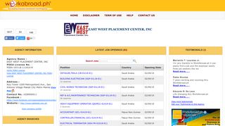 
                            8. Work Abroad - EAST WEST PLACEMENT CENTER, INC ... - Eastwest Applicant Login