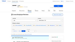 
Working at Lonza: 272 Reviews | Indeed.com  

