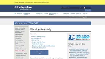 Working Remotely During COVID-19 - UT Southwestern, Dallas ...
