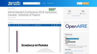 
                            8. World Sanskrit Conference 2018 Vancouver ... - Zenodo - World Sanskrit Conference 2018 Portal