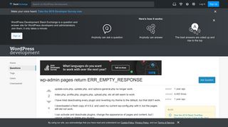 
                            1. wp-admin pages return ERR_EMPTY_RESPONSE - WordPress Development ... - Err_empty_response Wordpress Portal