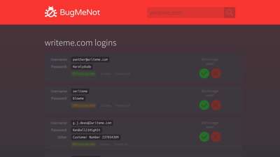 writeme.com passwords - BugMeNot