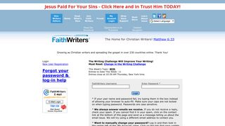 
Writers Online, Writers Group Online, User ... - FaithWriters  

