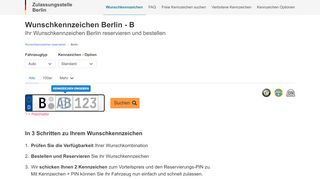 
                            4. Wunschkennzeichen Berlin B | Verfügbarkeit prüfen & reservieren - Kfz Portal Berlin