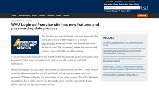 
                            8. WVU Login self-service site has new features and password ... - Wvu Ultimate Portal