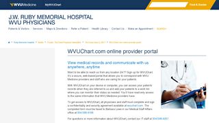 
                            1. WVUChart.com online provider portal | Ruby Memorial Hospital - Ruby Memorial Hospital Patient Portal