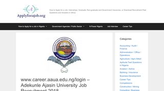 
                            5. www.career.aaua.edu.ng/login - Adekunle Ajasin University Job ... - Aaua Recruitment Portal