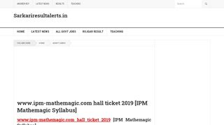 
                            13. www.ipm-mathemagic.com hall ticket 2019 [IPM Mathemagic ... - Ipm Mathemagic Portal