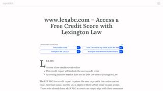 
www.lexabc.com - Access a Free Credit Score with Lexington ...
